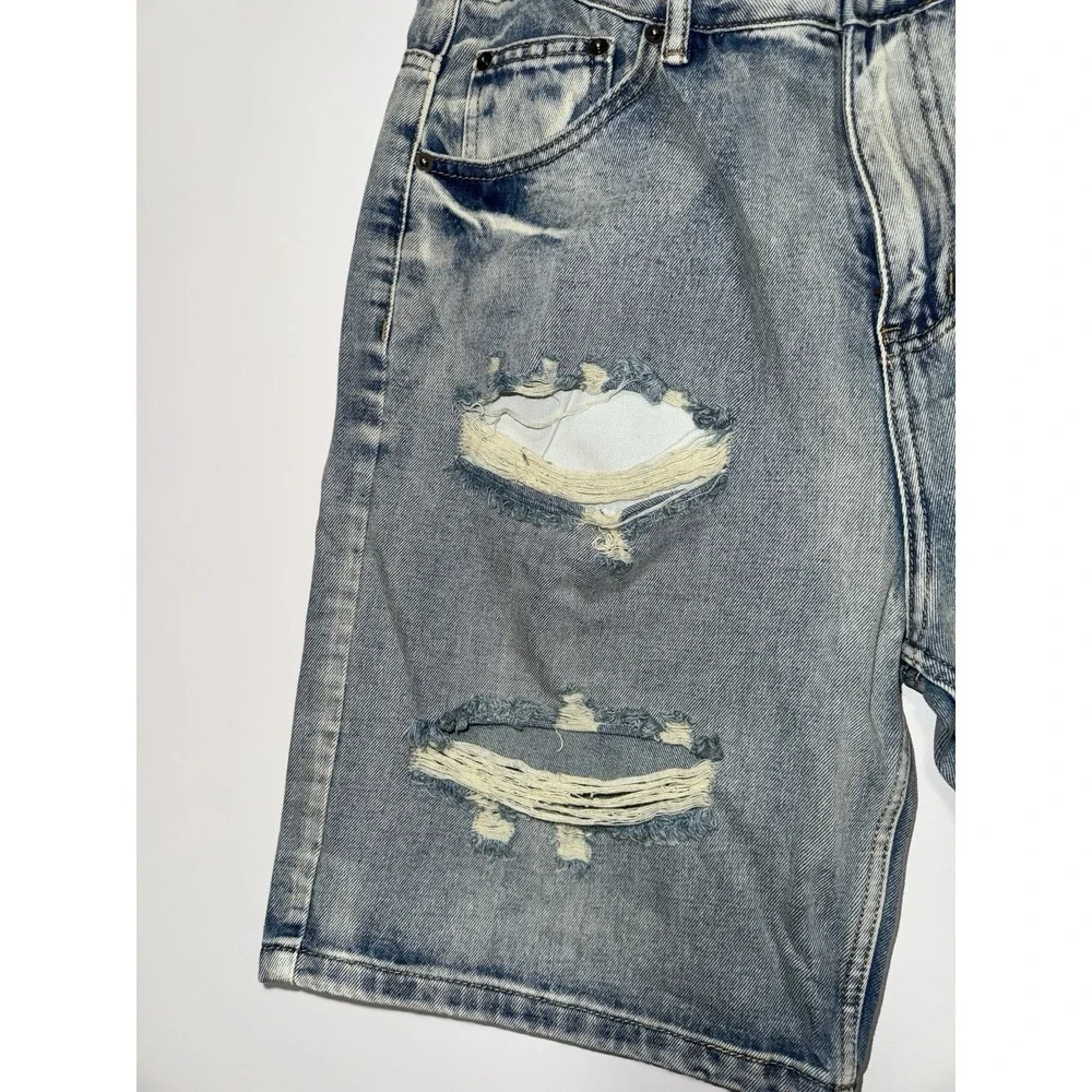 Streetwear Ripped Jorts Mid Low Waisted Hip Hop Bermuda Jean Shorts For Women 32